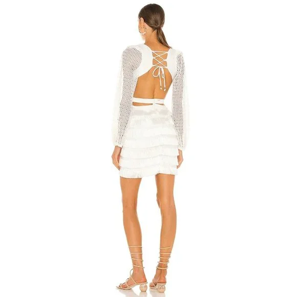 PatBO Cut-out Fringe Mini Dress White Women's Size 2 - Picture 5 of 16